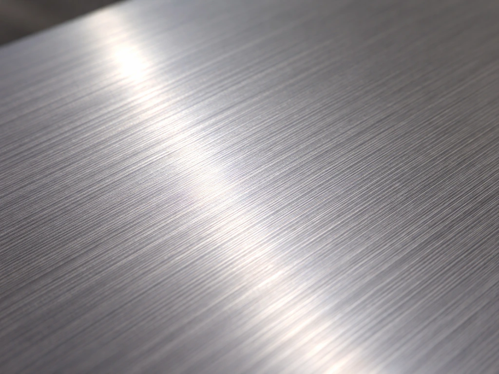 Close-up near-macro view of clean aluminum surface with subtle sheen showing passive protective oxide film