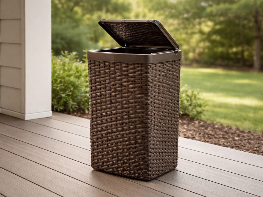 patio wicker trash can